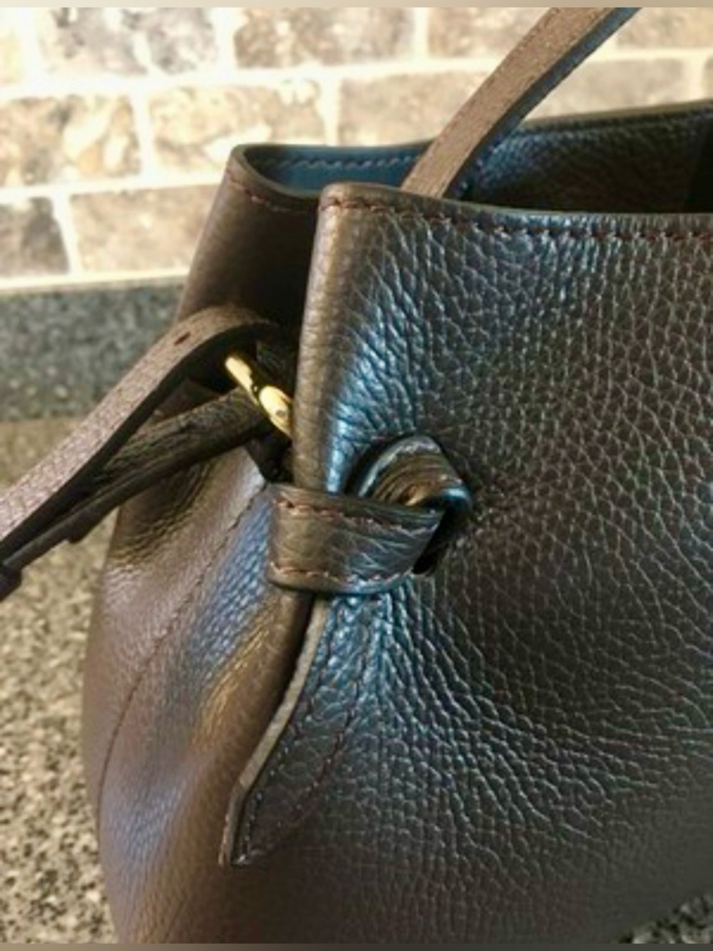 Isadora Moca Deep Brown Pebbled Leather Top-Handle Crossbody Bag - Picture 6 of 9